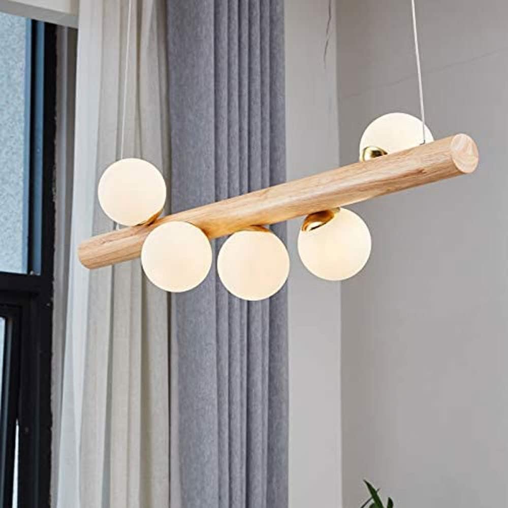 PATRIK Wood Rod With Glass Ball Pendant Lamp – Lightingshop - Rod Wood Lamp