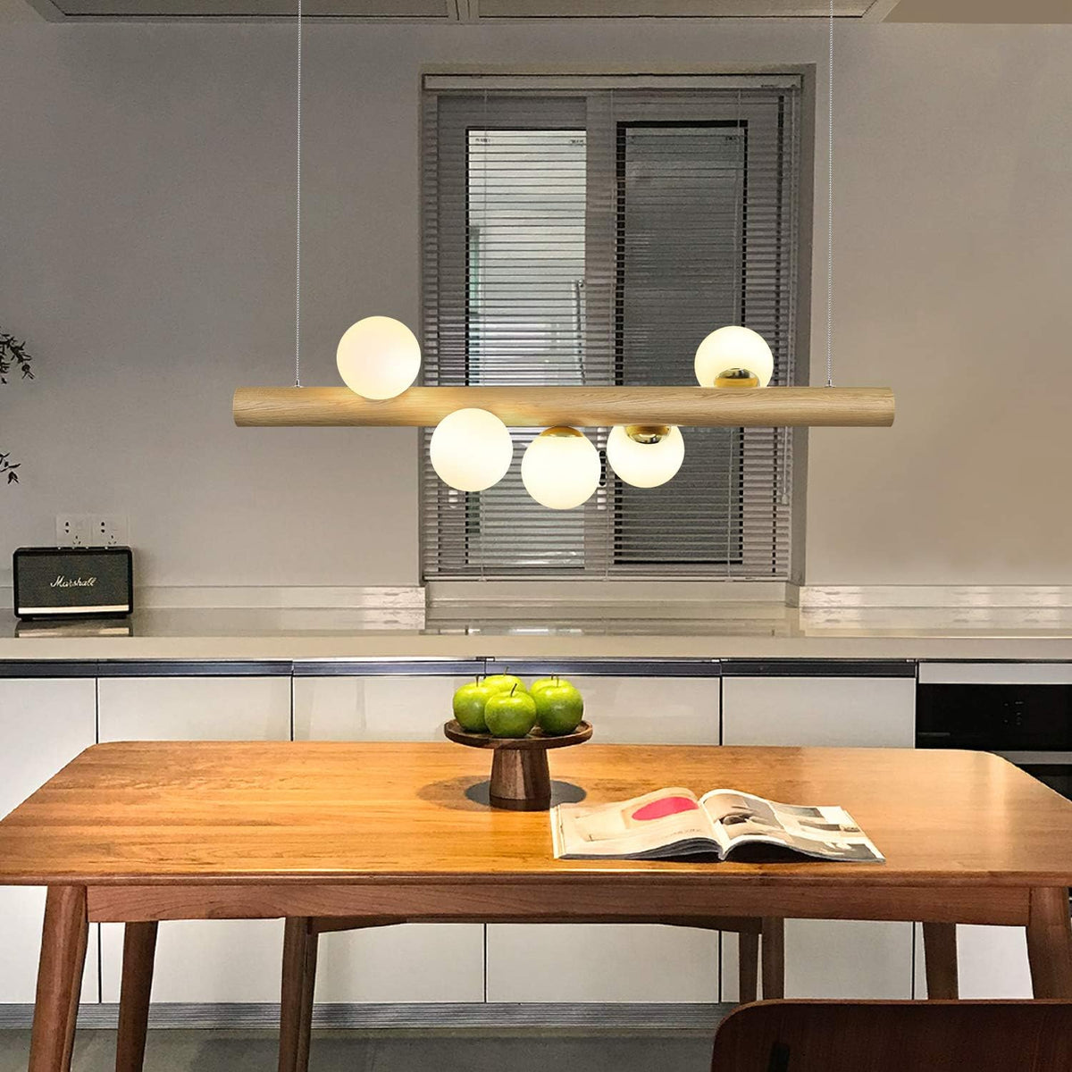 Picture of PATRIK Wood Rod With Glass Ball Pendant Lamp – Lightingshop
