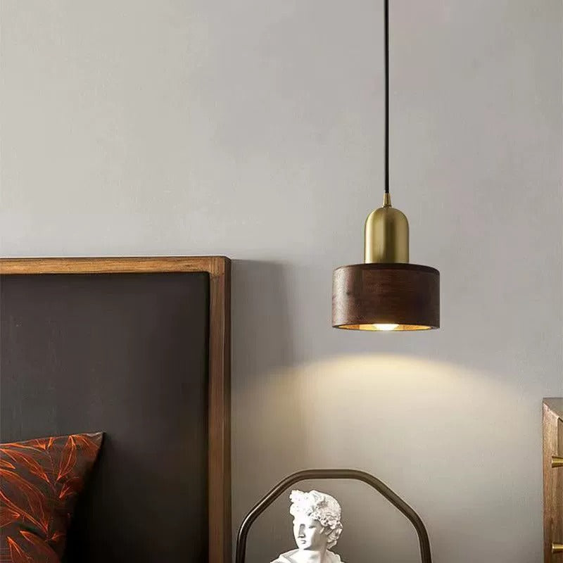 Elvryn Oak Brass Capsule Pendant Light