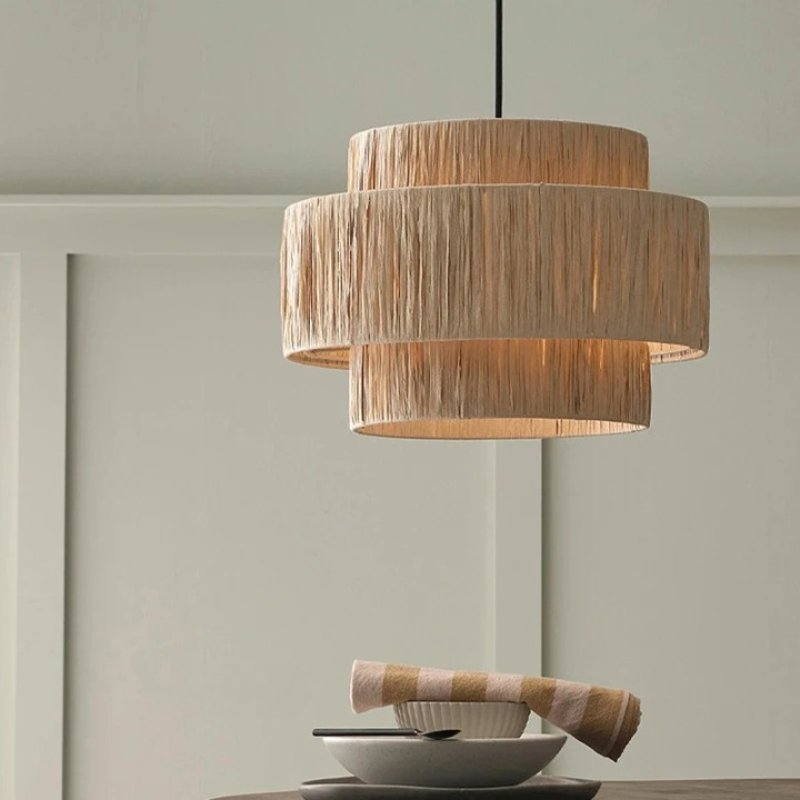 Kristoda Triple Layered Rope Drum Pendant Lamp