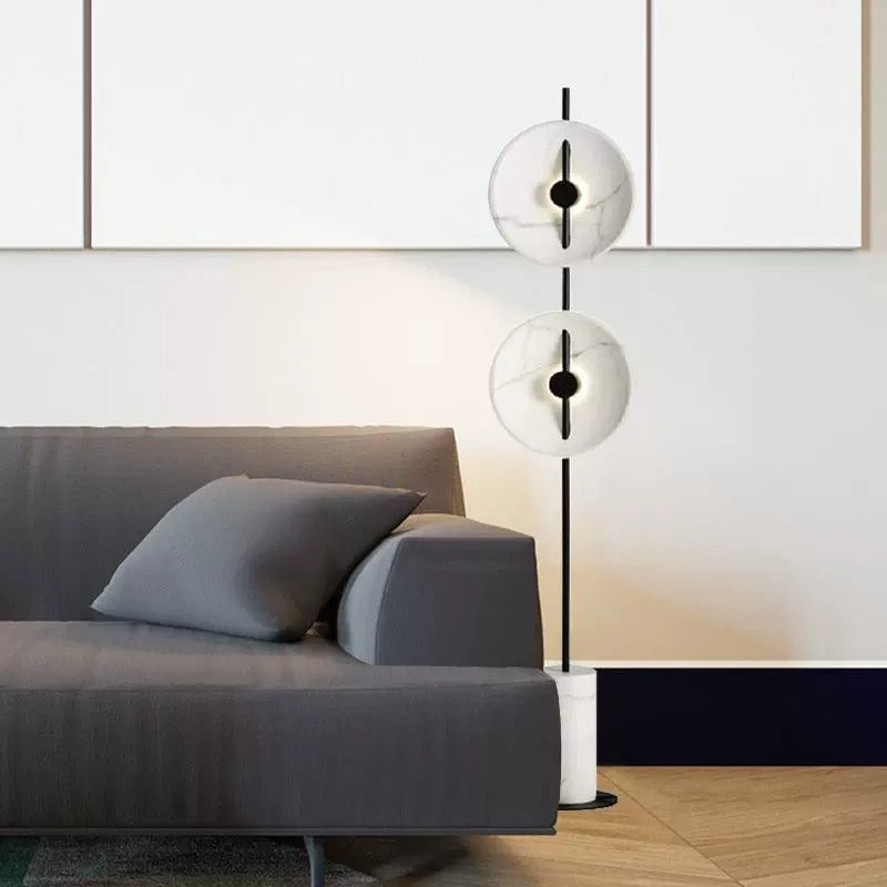 Mirevo Twin Disc Marble Floor Lamp