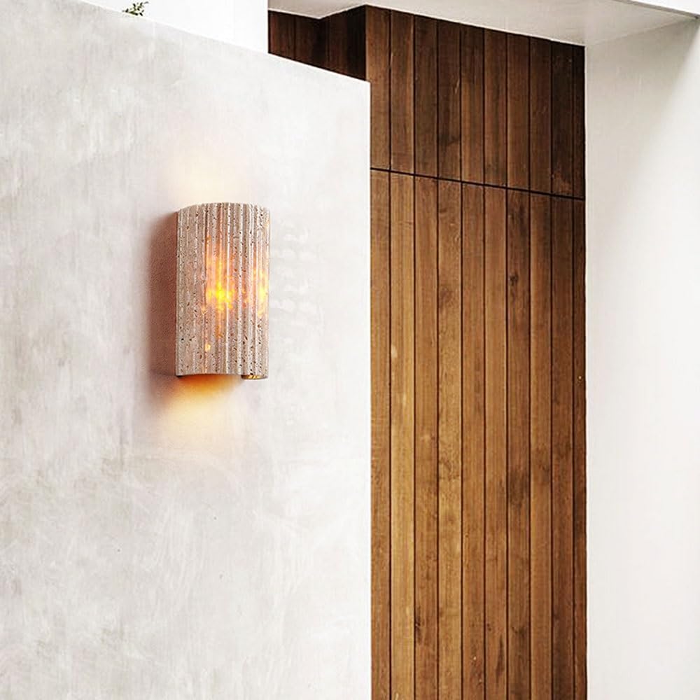Holmquist Wabi-Sabi Travertine Stone Wall Lamp