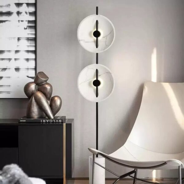Mirevo Twin Disc Marble Floor Lamp