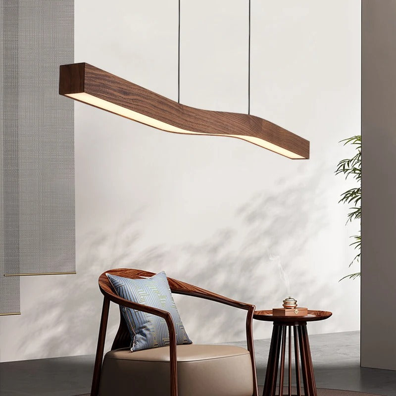 Reefornna Natural Wave Wood Linear Hanging Lamp