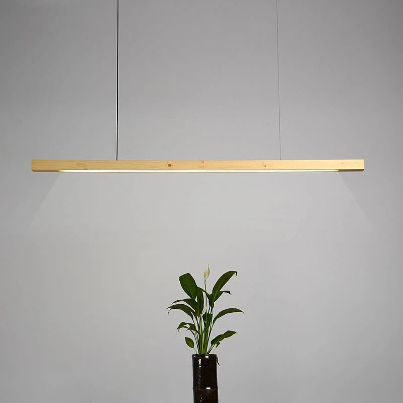 Reetohn Rectangular Slim Wood Linear Hanging Lamp