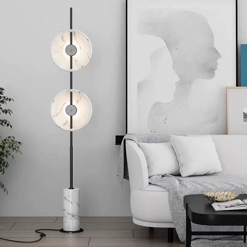 Mirevo Twin Disc Marble Floor Lamp