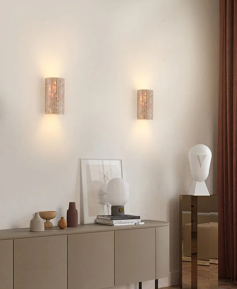 Holmquist Wabi-Sabi Travertine Stone Wall Lamp