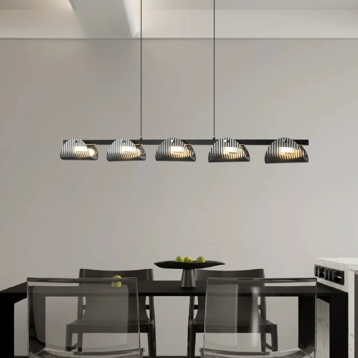 Eyvinsa Striped Glass Sheet Linear Pendant Light