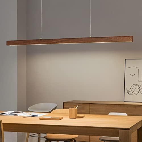 Reetohn Rectangular Slim Wood Linear Hanging Lamp