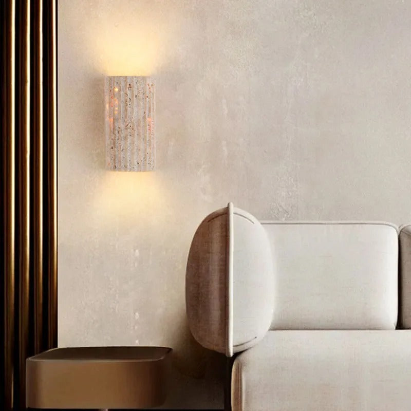 Holmquist Wabi-Sabi Travertine Stone Wall Lamp