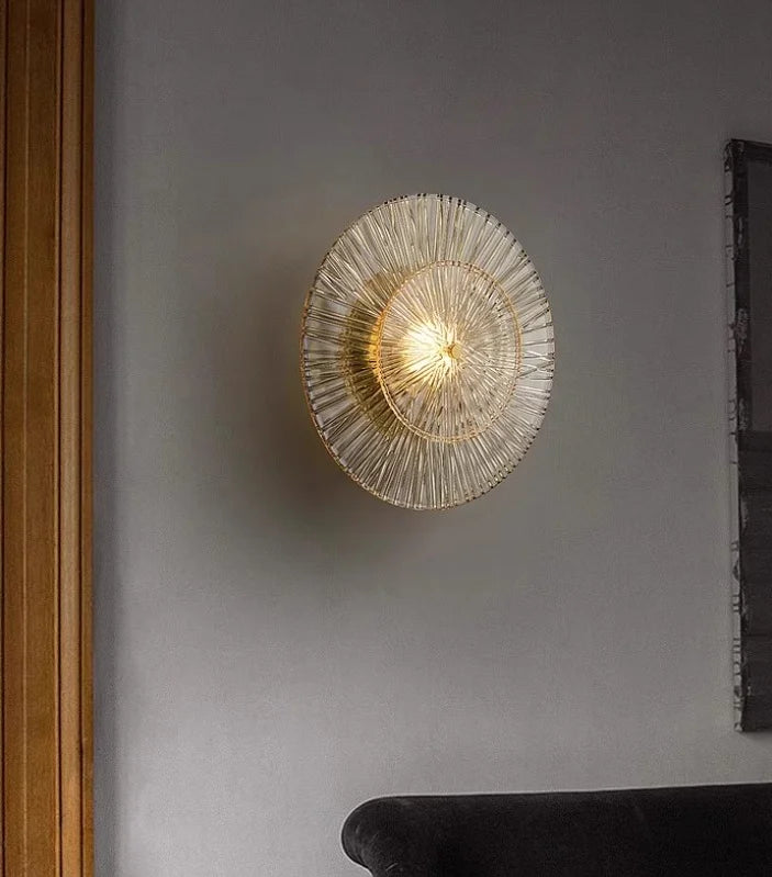 LED Double Layers Copper Glass Wall Light