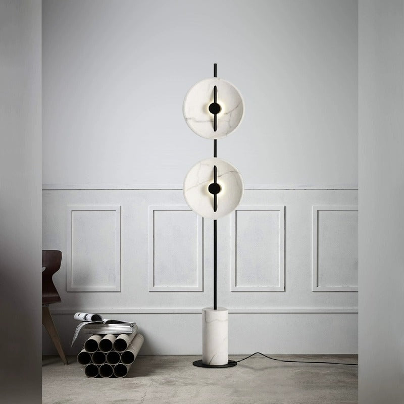 Mirevo Twin Disc Marble Floor Lamp