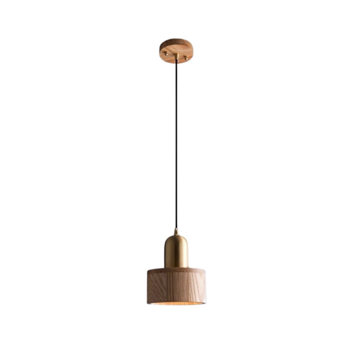 Elvryn Oak Brass Capsule Pendant Light