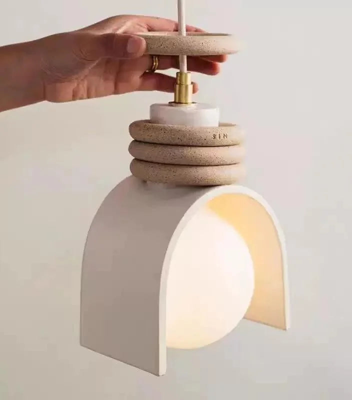 LED Creamy Resin Metal Pendant Light