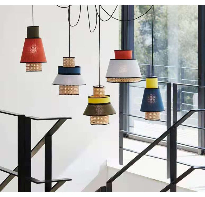 Kresyman Rattan and Cloth Multi-tier Pendant Lamp