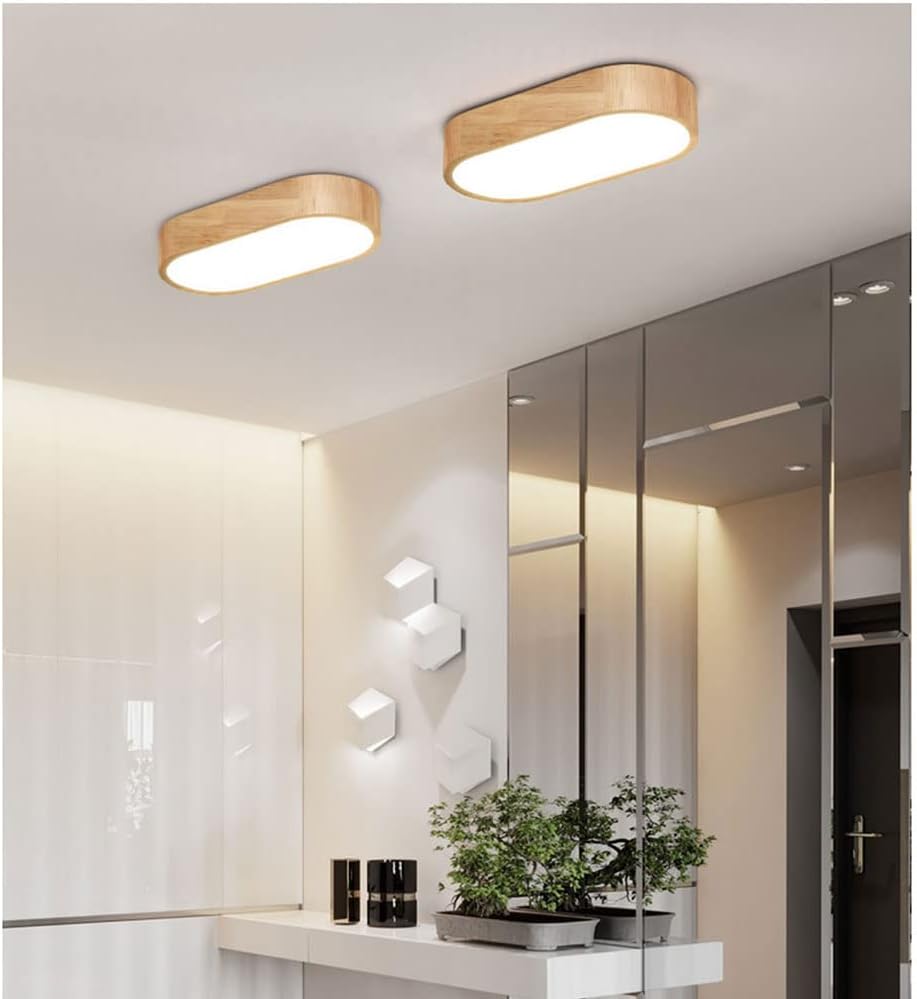 Ainoxel Wooden Flush Mount Ceiling Light