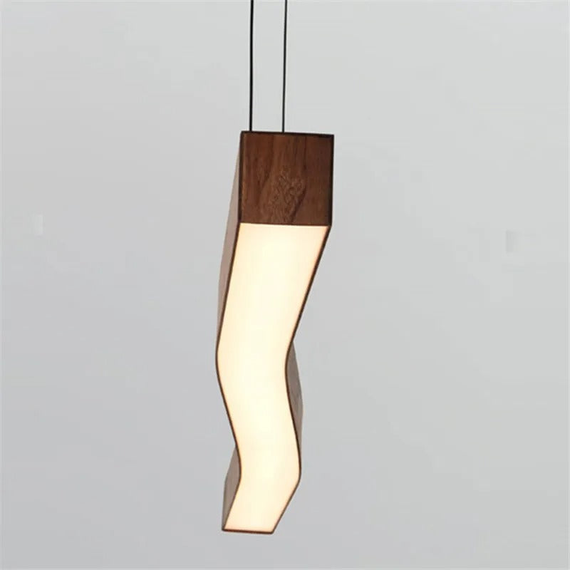 Reefornna Natural Wave Wood Linear Hanging Lamp