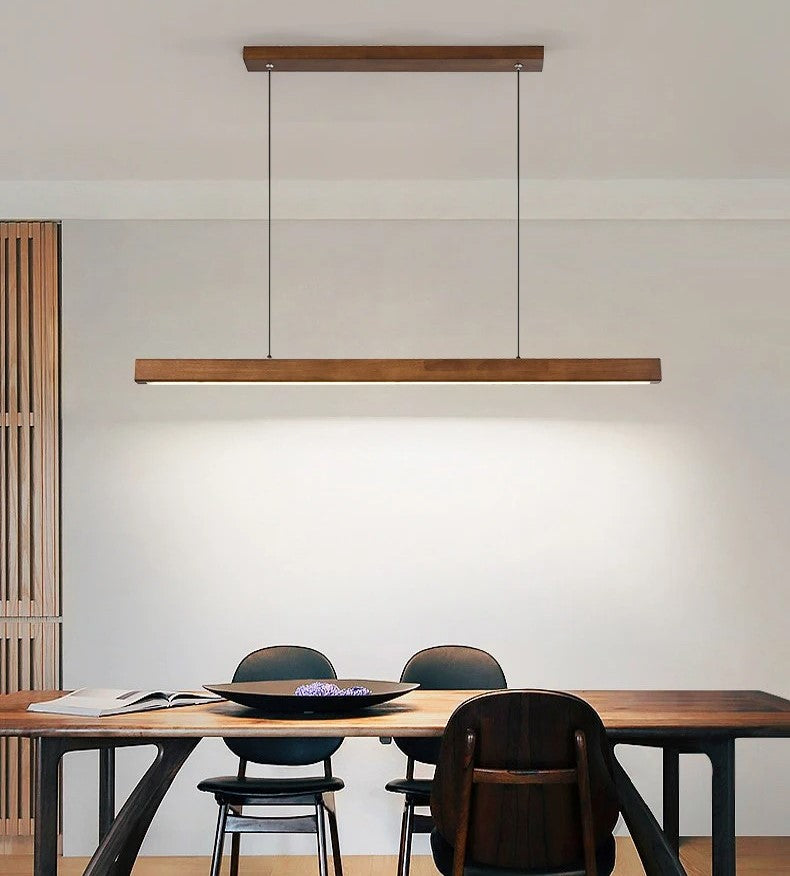 Reetohn Rectangular Slim Wood Linear Hanging Lamp