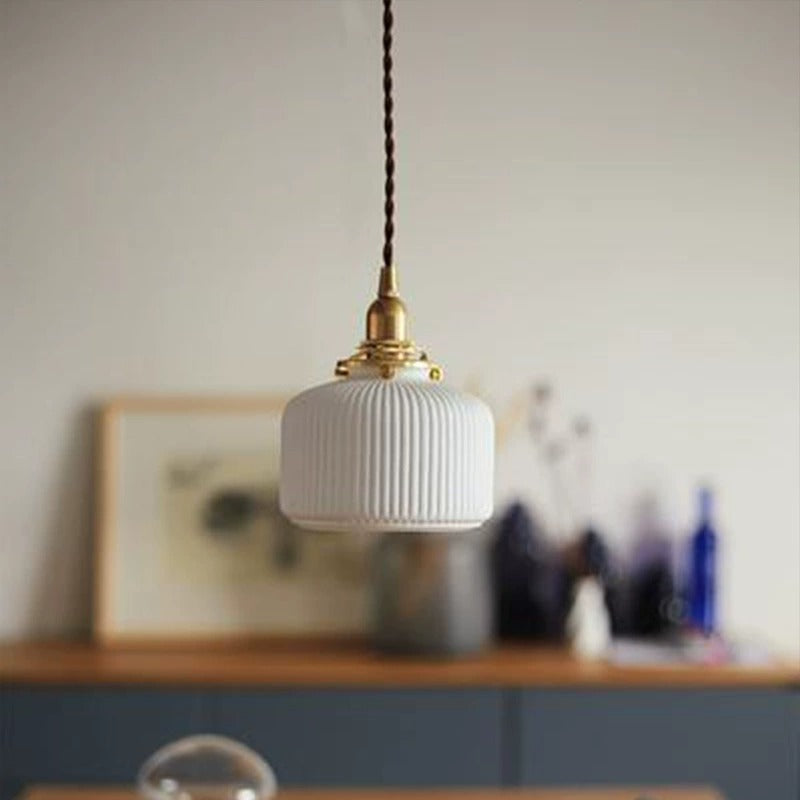 Elvryn Ceramic Rib Pendant Light