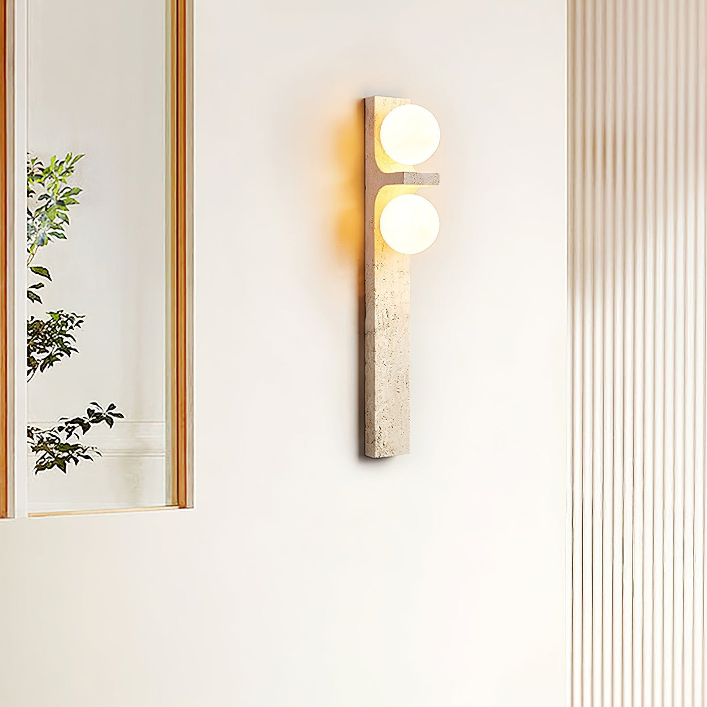 Asymmetrical Travertine Wall Sconce