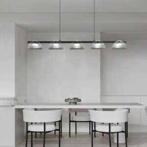 Eyvinsa Striped Glass Sheet Linear Pendant Light