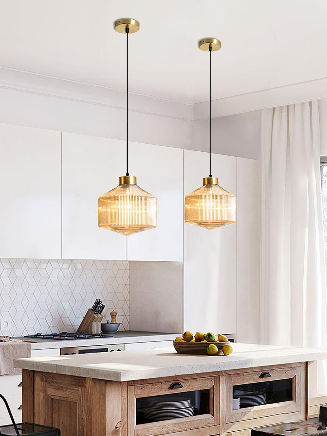 Striped Spinning Top Pendant Light