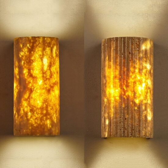Holmquist Wabi-Sabi Travertine Stone Wall Lamp