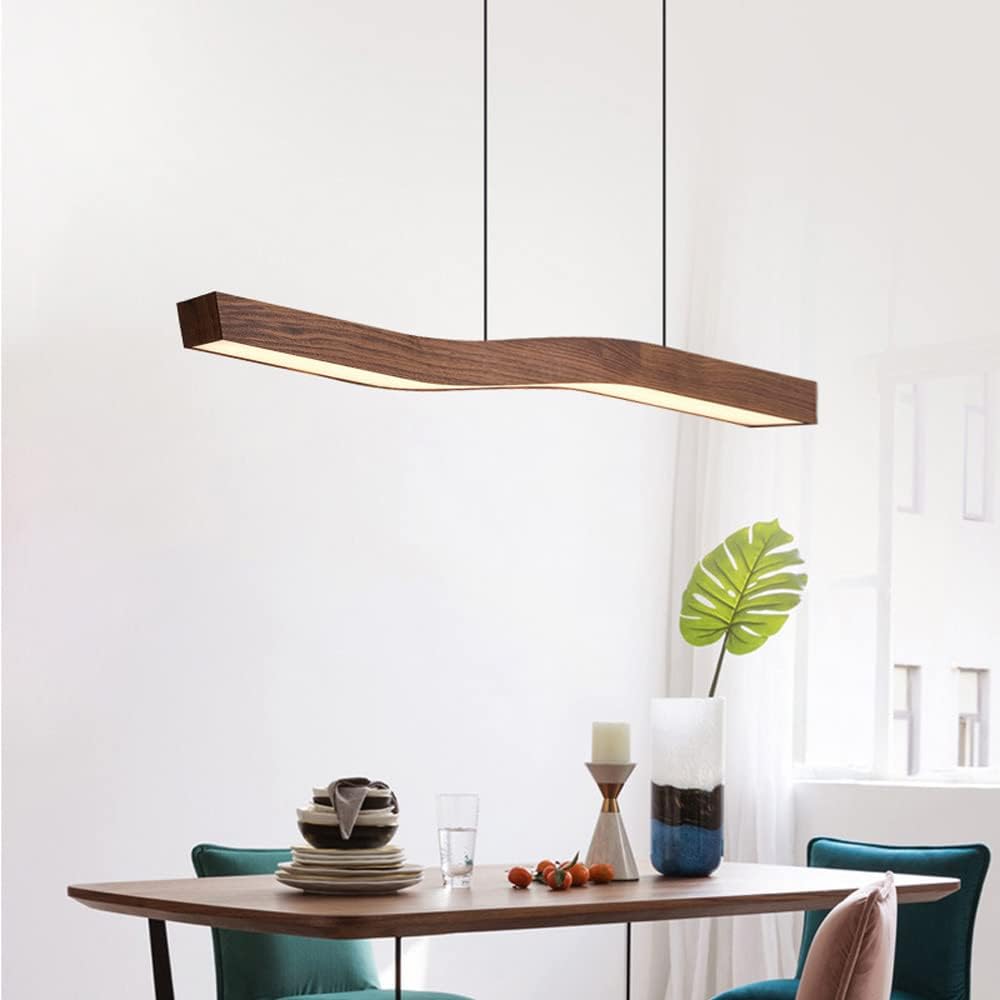 Reefornna Natural Wave Wood Linear Hanging Lamp