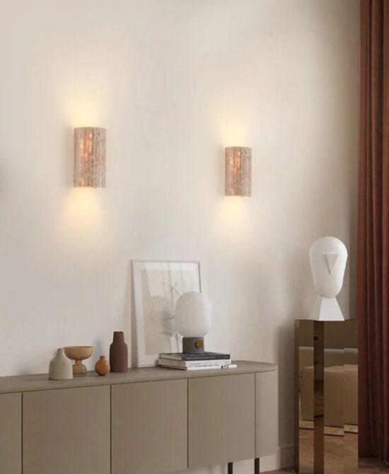 Holmquist Wabi-Sabi Travertine Stone Wall Lamp