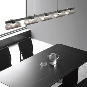 Eyvinsa Striped Glass Sheet Linear Pendant Light