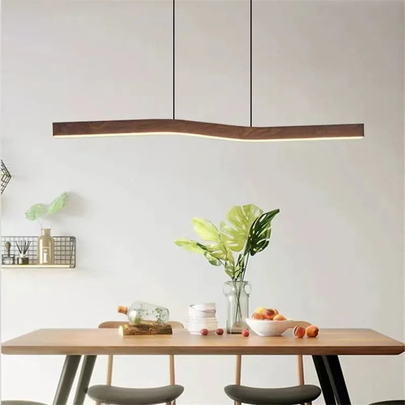 Reefornna Natural Wave Wood Linear Hanging Lamp