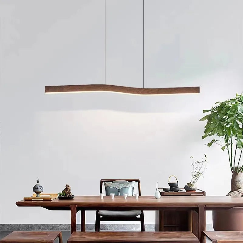 Reefornna Natural Wave Wood Linear Hanging Lamp