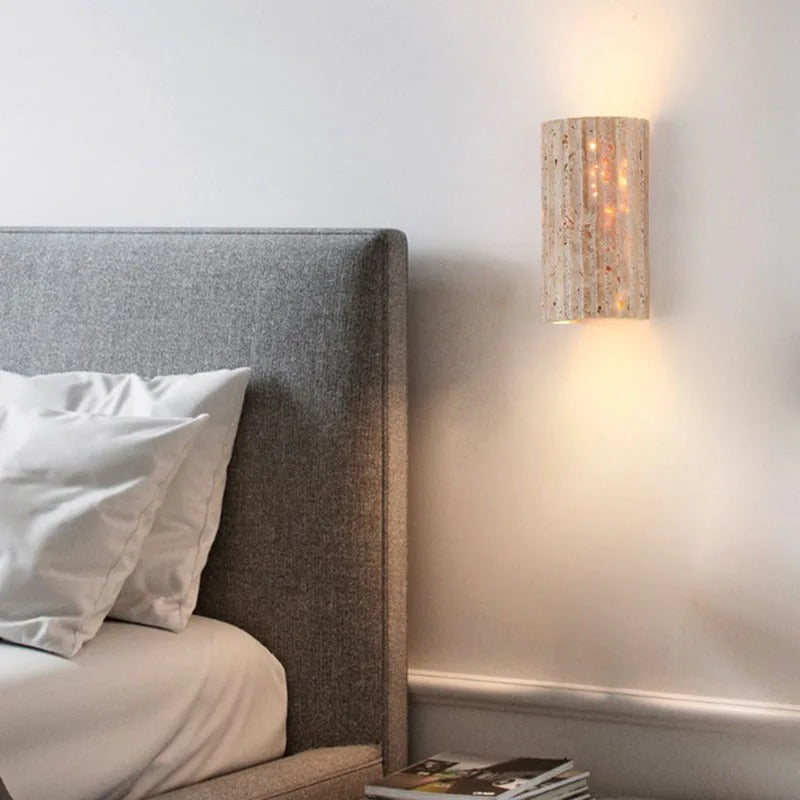 Holmquist Wabi-Sabi Travertine Stone Wall Lamp