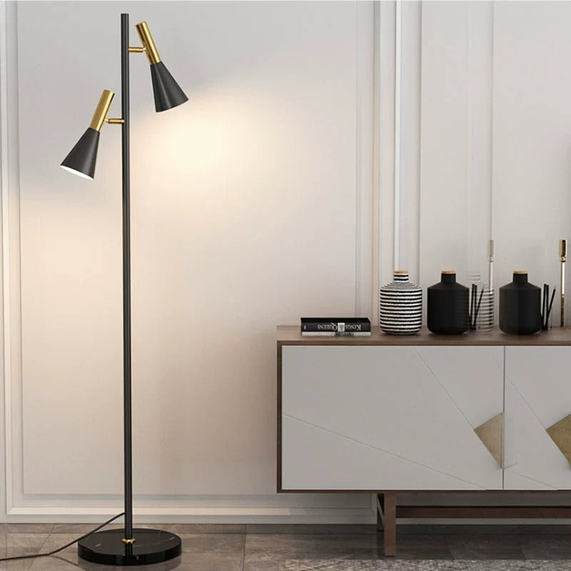 Zerath Modern Twin Cone Floor Lamp