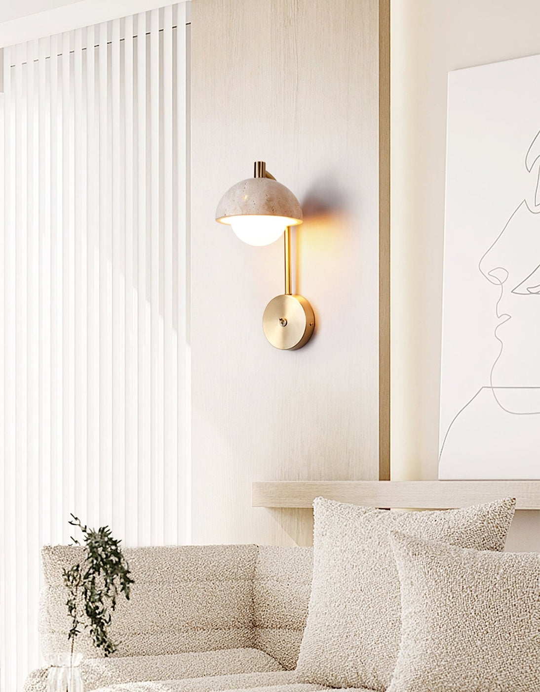Vellum Travertine Wall Lamp