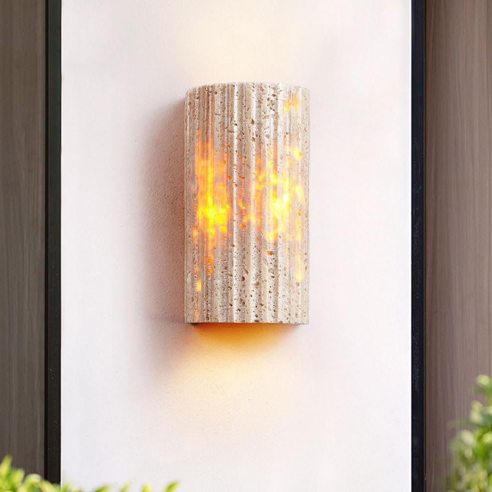Holmquist Wabi-Sabi Travertine Stone Wall Lamp