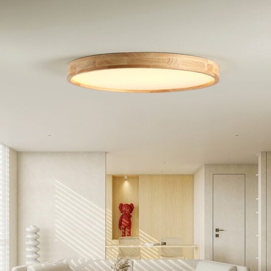 Divana Scandinavian Wooden Round and Slim Ceiling Lamp