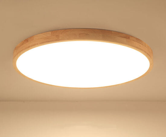 Divana Scandinavian Wooden Round and Slim Ceiling Lamp