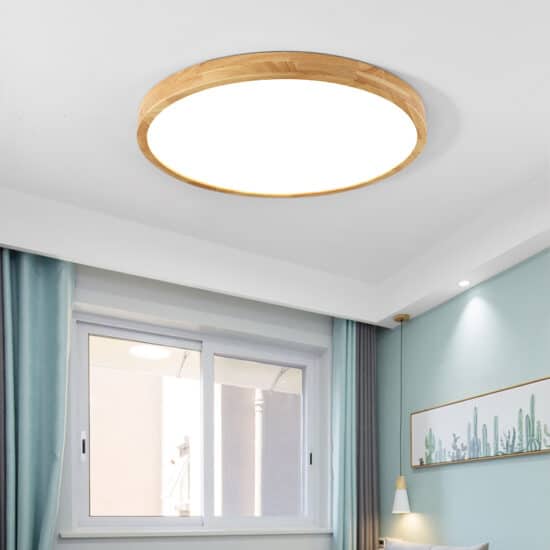 Divana Scandinavian Wooden Round and Slim Ceiling Lamp