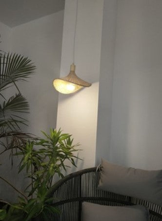 Madhada Bamboo Weave Straw Hat Pendant Lamp
