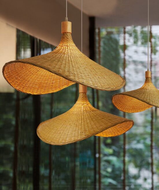 Madhada Bamboo Weave Straw Hat Pendant Lamp