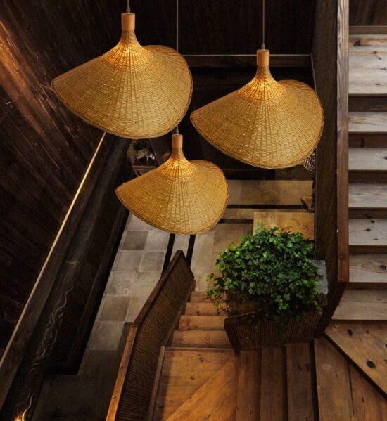 Madhada Bamboo Weave Straw Hat Pendant Lamp