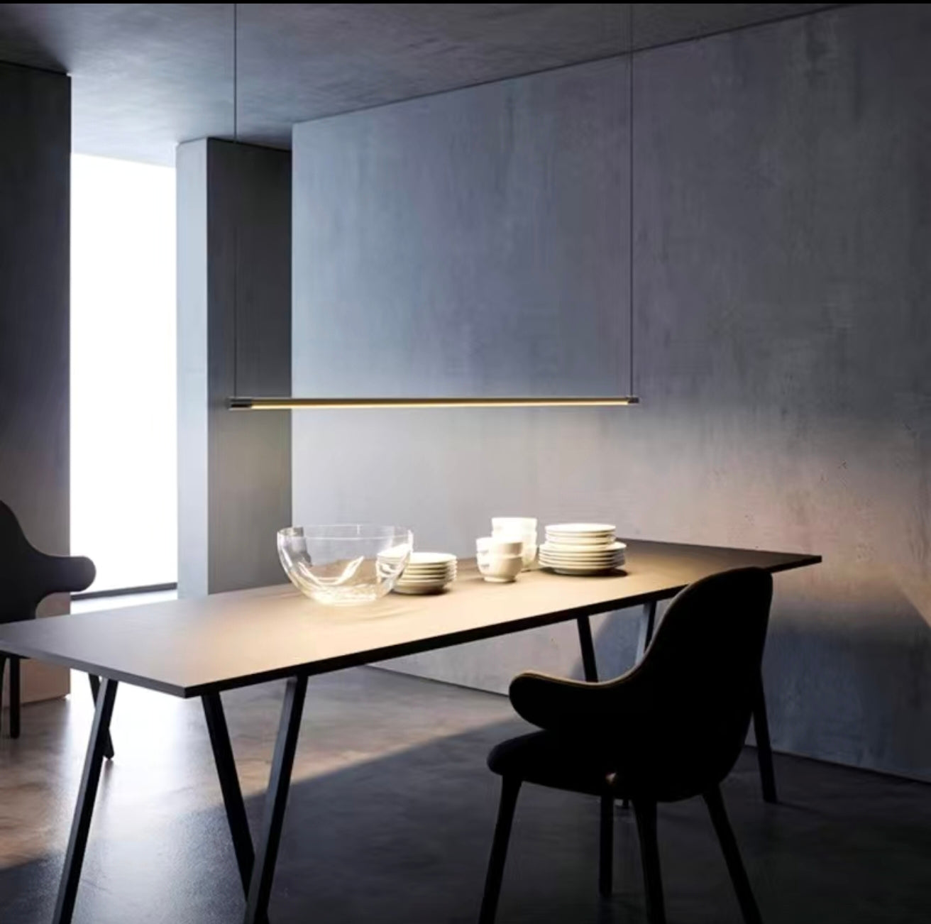 Reondar Slim Sleek Tube Linear Pendant Lamp
