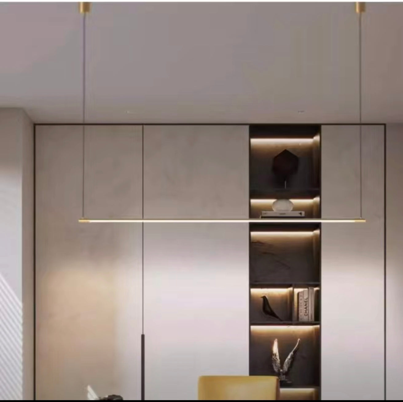 Reondar Slim Sleek Tube Linear Pendant Lamp