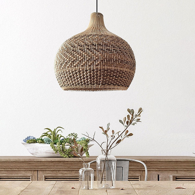Led Rattan Light LED Rattan Stripe Metal Pendant Light – Lightingshop