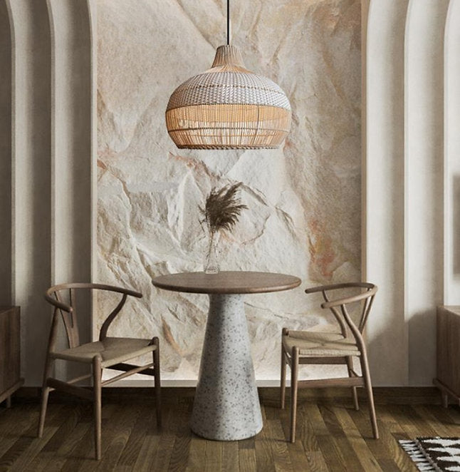 LED Rattan Country Style Pendant Light