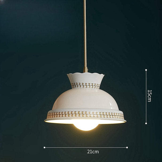 LED Simple White Japanese Style Ceramic Pendant Light