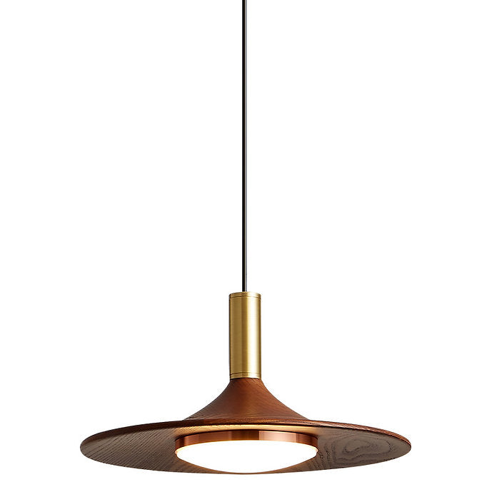 LED Japanese Style Wooden Disc Pendant Light