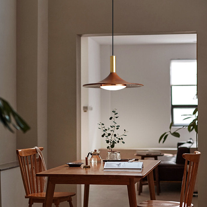 LED Japanese Style Wooden Disc Pendant Light