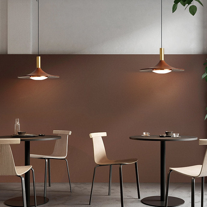 LED Japanese Style Wooden Disc Pendant Light